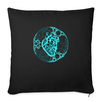 Coeur, Sphère, Turquoise - Housse de coussin décorative 45 x 45 cm - noir - Devant