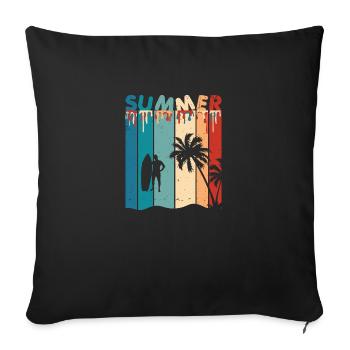 Summer Summer Palm Trees Surfing Retro Vintage - Sofa pillowcase 17,3'' x 17,3'' (45 x 45 cm) - black - Front