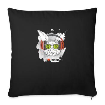 Rabbit Bezel Headphones Music I love music - Sofa pillowcase 17,3'' x 17,3'' (45 x 45 cm) - black - Front