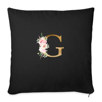 Botany Floral Monogram G - Sofa pillowcase 17,3'' x 17,3'' (45 x 45 cm) - black - Front