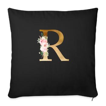 Botany Floral Monogram R - Sofa pillowcase 17,3'' x 17,3'' (45 x 45 cm) - black - Front