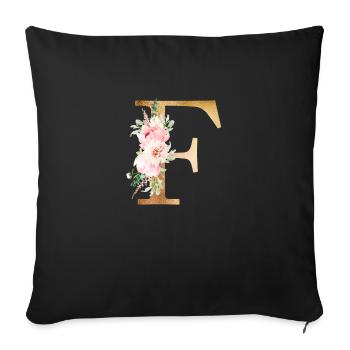 Botany Floral Monogram F - Sofa pillowcase 17,3'' x 17,3'' (45 x 45 cm) - black - Front