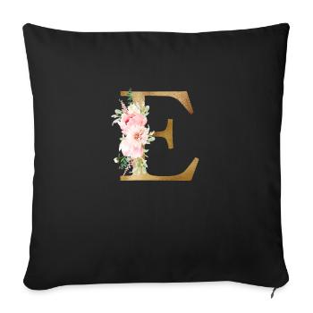 Botany Floral Monogram E - Sofa pillowcase 17,3'' x 17,3'' (45 x 45 cm) - black - Front