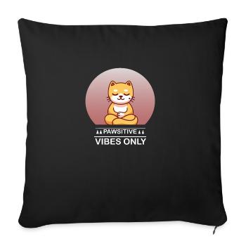 pawsitive vibes only meditation yoga cat - Sofa pillowcase 17,3'' x 17,3'' (45 x 45 cm) - black - Front