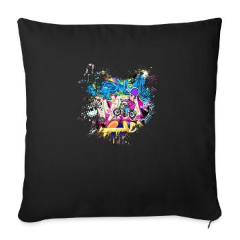 Graffitti - Housse de coussin décorative 45 x 45 cm - noir - Devant