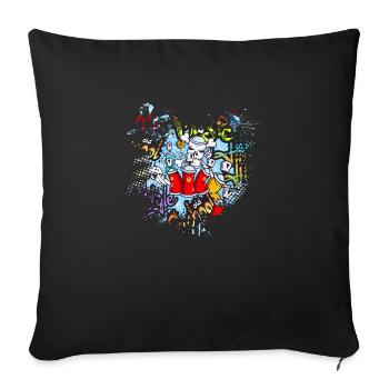 Graffitti - Housse de coussin décorative 45 x 45 cm - noir - Devant