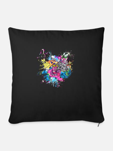 Graffitti - Sofakissenbezug 45 x 45 cm - Schwarz