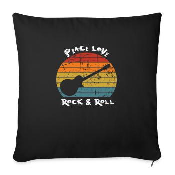 Peace Love Rock & Roll - Sofa pillowcase 17,3'' x 17,3'' (45 x 45 cm) - black - Front