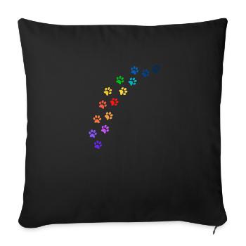 Pattes colorées de chiens ou de chats | Arc-en-ciel - Housse de coussin décorative 45 x 45 cm - noir - Devant