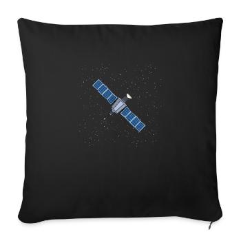 Schwebender Satellit - Sofakissenbezug 45 x 45 cm - Schwarz - Vorne