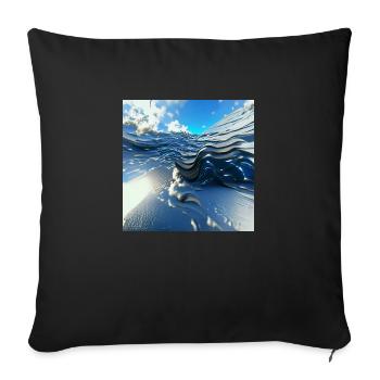 Vagues bleues sans fin contre le ciel bleu - Housse de coussin décorative 45 x 45 cm - noir - Devant