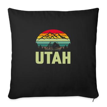 Montagnes rétro vintage de l’Utah - Housse de coussin décorative 45 x 45 cm - noir - Devant