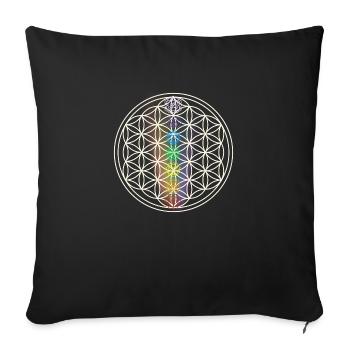 chakra rainbow yoga symbol life flower - Sofa pillowcase 17,3'' x 17,3'' (45 x 45 cm) - black - Front