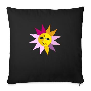 Sun Rays Moon Face Moment Happiness hygge - Sofa pillowcase 17,3'' x 17,3'' (45 x 45 cm) - black - Front