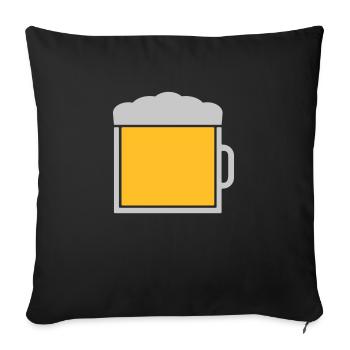 Logo de l’icône en grand verre à bière - Housse de coussin décorative 45 x 45 cm - noir - Devant