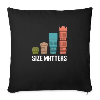Size Matter Lens Photo Camera Photographer - Sofa pillowcase 17,3'' x 17,3'' (45 x 45 cm) - black - Front