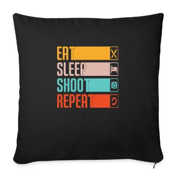 Eat Sleep Shoot Repeat Photo Photographer - Sofa pillowcase 17,3'' x 17,3'' (45 x 45 cm) - black - Front
