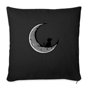Hund sitzt auf Mond - Sofakissenbezug 45 x 45 cm - Schwarz - Vorne