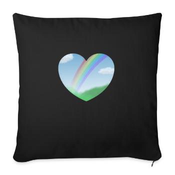 Sommer Landschaft mit Regenbogen in Herzform - Sofakissenbezug 45 x 45 cm - Schwarz - Vorne