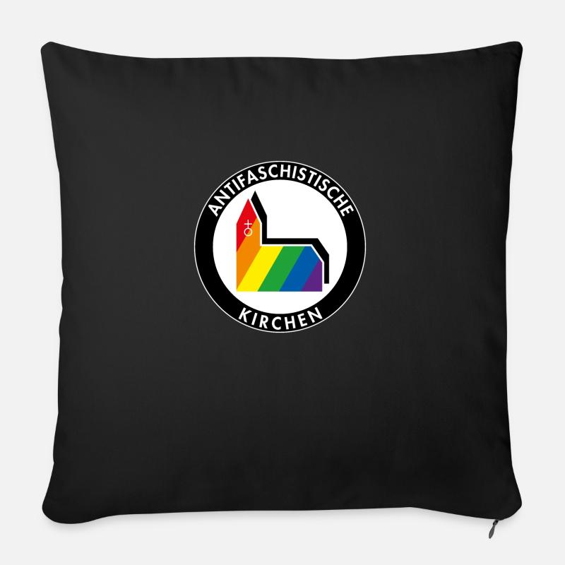 Antifaschistische Kirchen - Sofakissenbezug 45 x 45 cm - Schwarz