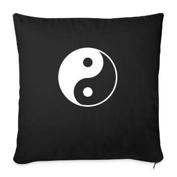 Yin Yang blanc chakra transparent yoga om dualité - Housse de coussin décorative 45 x 45 cm - noir - Devant