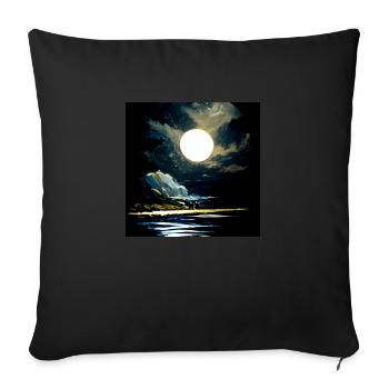 Full moon and moonlight on water at night - Sofa pillowcase 17,3'' x 17,3'' (45 x 45 cm) - black - Front