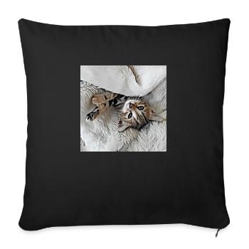 Cute little kitten lying upside down on the back - Sofa pillowcase 17,3'' x 17,3'' (45 x 45 cm) - black - Front