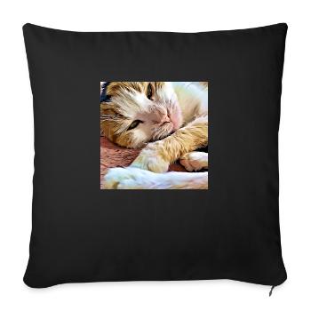 Close-up of older domestic cat laying and resting - Sofa pillowcase 17,3'' x 17,3'' (45 x 45 cm) - black - Front