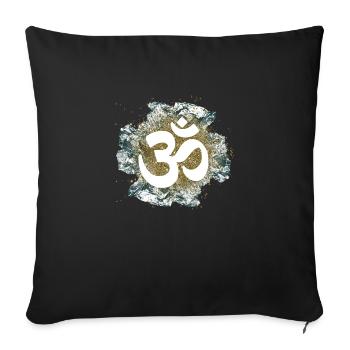 om sign gold metal elements yoga - Sofa pillowcase 17,3'' x 17,3'' (45 x 45 cm) - black - Front