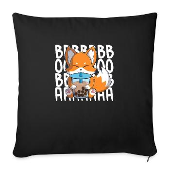 boba fox cute bubble boba tea kawaii cute fox - Sofa pillowcase 17,3'' x 17,3'' (45 x 45 cm) - black - Front
