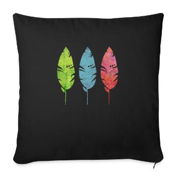 Three tender feathers - Sofa pillowcase 17,3'' x 17,3'' (45 x 45 cm) - black - Front
