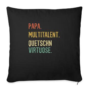 Papa Multitalent Quetschn Virtuose, Steirische - Sofakissenbezug 45 x 45 cm - Schwarz - Vorne