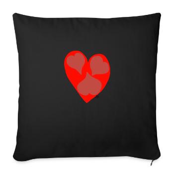 Quatre cœurs. - Housse de coussin décorative 45 x 45 cm - noir - Devant