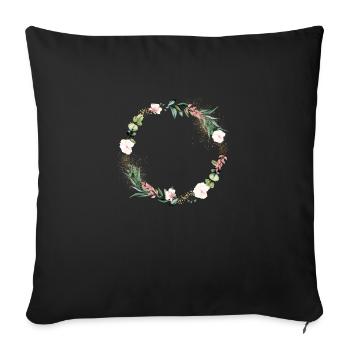 Eukalyptus Blumen Kranz personalisierbar - Sofakissenbezug 45 x 45 cm - Schwarz - Vorne