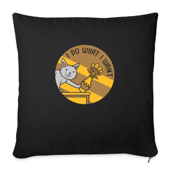 Chat coquin renverser le vase à fleurs - Housse de coussin décorative 45 x 45 cm - noir - Devant