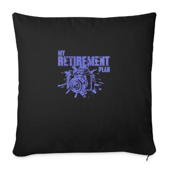 Drôle de photographe Mon t-shirt de plan de retraite - Housse de coussin décorative 45 x 45 cm - noir - Devant