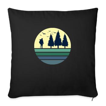 hiking adventure hiking time mountain hiking trekking - Sofa pillowcase 17,3'' x 17,3'' (45 x 45 cm) - black - Front