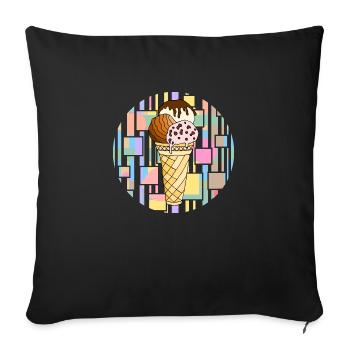 Ice cream - Sofa pillowcase 17,3'' x 17,3'' (45 x 45 cm) - black - Front