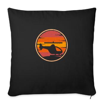 Helicopter retro Helix Vintage Helicopter - Sofa pillowcase 17,3'' x 17,3'' (45 x 45 cm) - black - Front