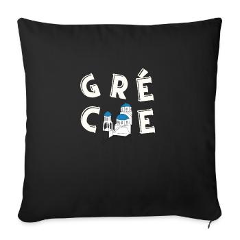 Grèce maison toit bleu vacances voyage - Housse de coussin décorative 45 x 45 cm - noir - Devant