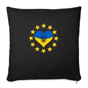 The heart of Ukraine with the stars of the EU - Sofa pillowcase 17,3'' x 17,3'' (45 x 45 cm) - black - Front