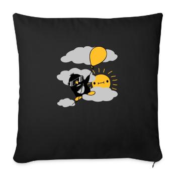 Flying Penguin Balloon Sun - Housse de coussin décorative 45 x 45 cm - noir - Devant