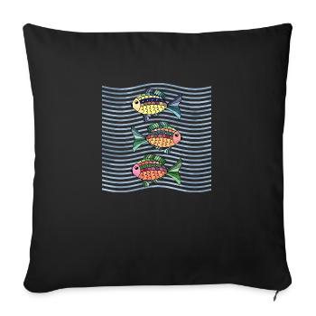 Poissons - Housse de coussin décorative 45 x 45 cm - noir - Devant