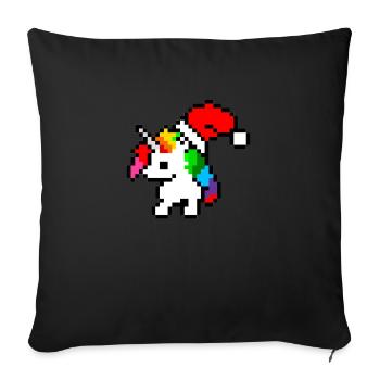 Licorne de Noël Pixel Art - Housse de coussin décorative 45 x 45 cm - noir - Devant