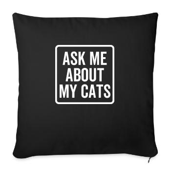 Posez-moi des questions sur mes chats - Housse de coussin décorative 45 x 45 cm - noir - Devant