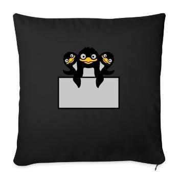 3 penguins behind shield - Sofa pillowcase 17,3'' x 17,3'' (45 x 45 cm) - black - Front