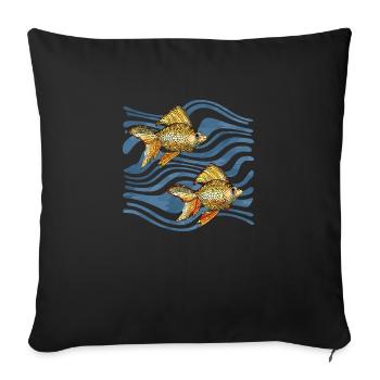 Fishes - Sofa pillowcase 17,3'' x 17,3'' (45 x 45 cm) - black - Front