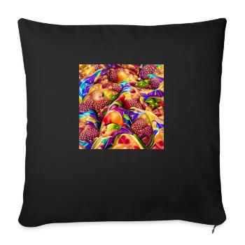 Fruits colorés psychédéliques - Housse de coussin décorative 45 x 45 cm - noir - Devant