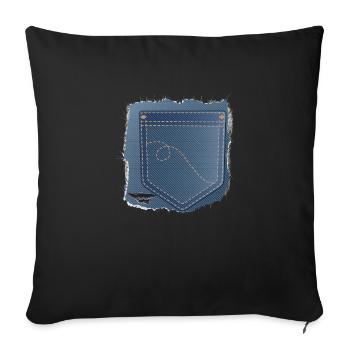 torn jeans fabric with trouser pocket - Sofa pillowcase 17,3'' x 17,3'' (45 x 45 cm) - black - Front