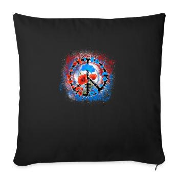 Paix / Coquelicot Signe de paix - Housse de coussin décorative 45 x 45 cm - noir - Devant